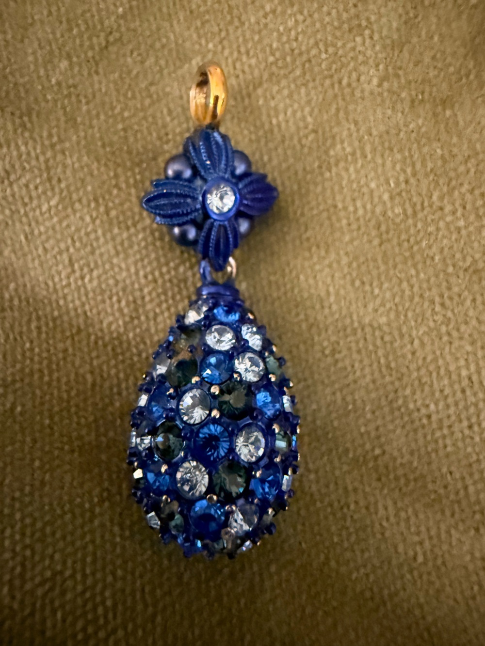 Joan Rivers Blue Rhinestone Egg Necklace Enhancer